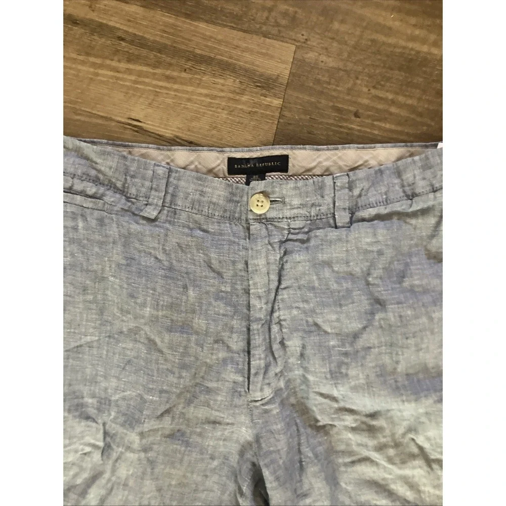 Banana Republic BR 100% Linen Chino Shorts Blue Mens Sz 35